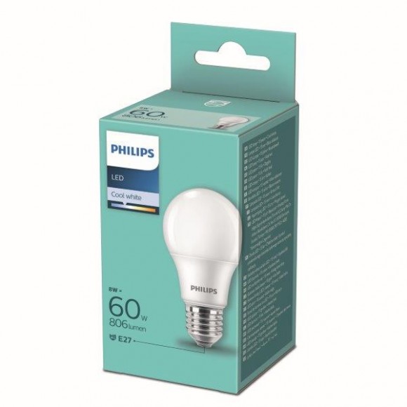 Philips 8719514257580 LED žárovka 1x8W-60W | E27 | 806lm | 4000K - bílá