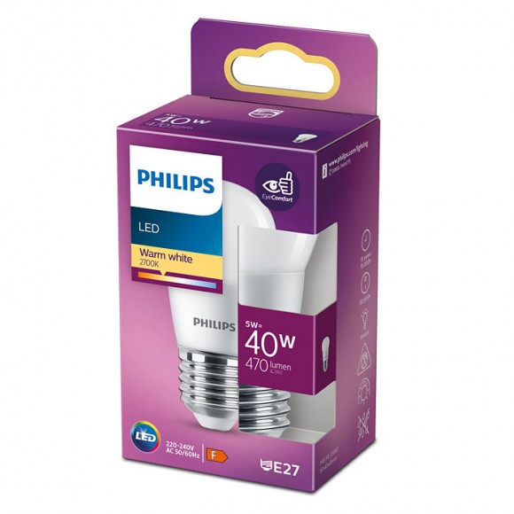 Philips 8719514309401 LED žárovka 5W/40W | E27 | 470lm | 2700K | P45