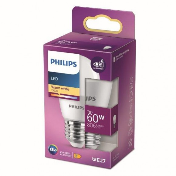 Philips 8719514309661 LED žárovka 7W/60W | E27 | 806lm | 2700K | P48