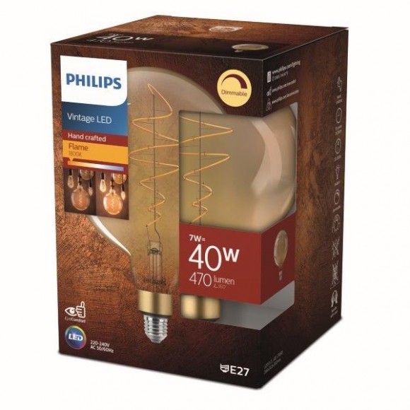 Philips 8719514313781 LED žárovka 7W/40W | E27 | 470lm | 1800K | G200 - stmívatelná, zlatá