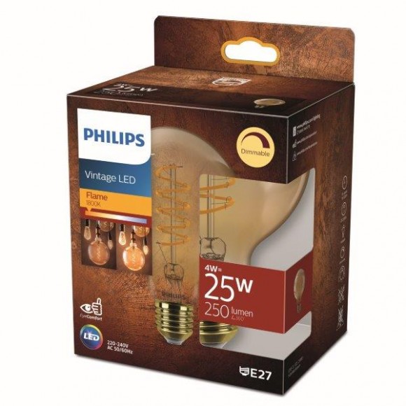 Philips 8719514315471 LED žárovka Vintage 4W/25W | E27 | 250lm | 1800K | G93 - stmívatelná, zlatá