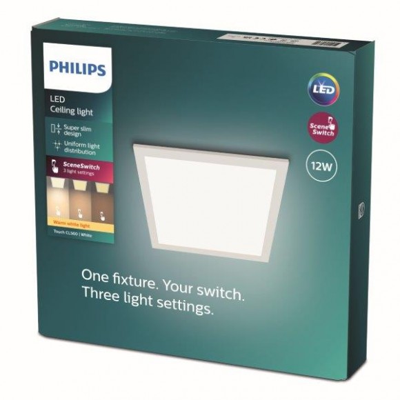 Philips 8719514326620 LED stropní panelové svítidlo Super Slim 1x12W | 1050lm | 2700K - EyeComfort, bílá