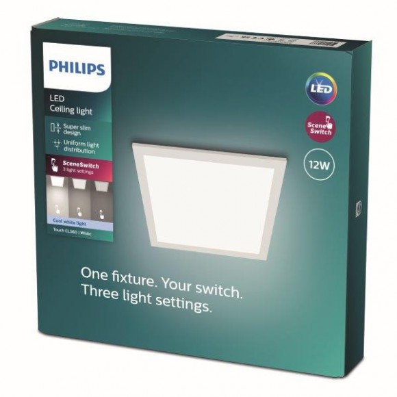 Philips 8719514326668 LED stropní panelové svítidlo Super Slim 1x12W | 1200lm | 4000K - EyeComfort, bílá