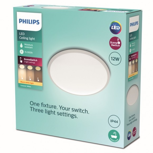 Philips 8719514326866 LED stropní svítidlo CAVANAL 1x12W | 1200lm | 2700K | IP44 - EyeComfort, bílá