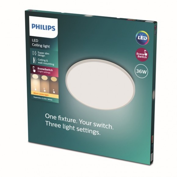 Philips 8719514327146 LED stropní svítidlo Super Slim 1x36W | 3200lm | 2700K - EyeComfort, bílá