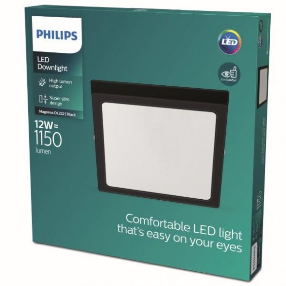 Philips 8719514328730 LED stropní svítidlo Magneos Slim 1x12W | 1150lm | 2700K - EyeComfort, černá