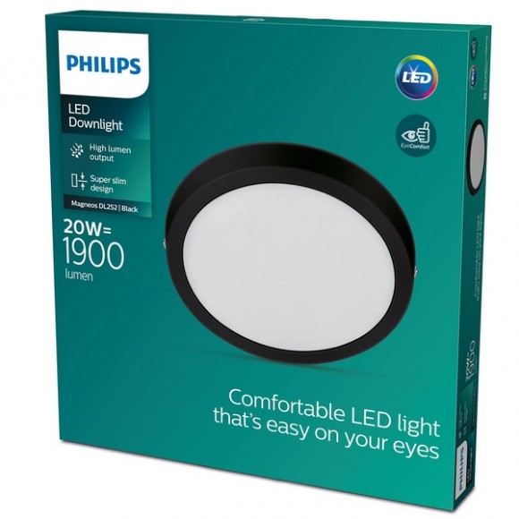 Philips 8719514328778 LED stropní svítidlo Magneos Slim 1x20W | 1900lm | 2700K - EyeComfort, černá