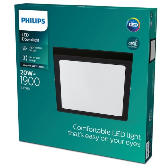 Philips 8719514328822 LED stropní svítidlo Magneos Slim 1x20W | 1900lm | 2700K - EyeComfort, černá