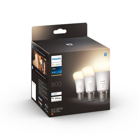 Philips Hue 8719514329881 LED žárovky 1x9W | E27 | 800lm | 2700K - set 3 ks, White, stmívatelné, Bluetooth