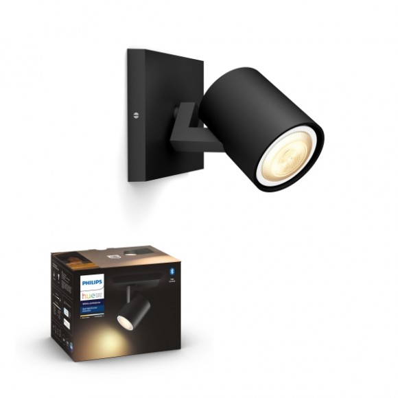Philips Hue 8719514338364 LED nástěnné bodové svítidlo Runner 1x5W | GU10 | 350lm | 2200-6500K - Bluetooth, stmívatelné, White Ambiance, černá