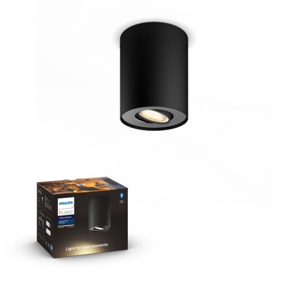Philips Hue 8719514338524 LED stropní bodové svítidlo Pillar stropné bodové svietidlo D103mm 1x5,5W | GU10 | 350lm | 2200-6500K - White Ambience, stmívatelné, BlueTooth, černá