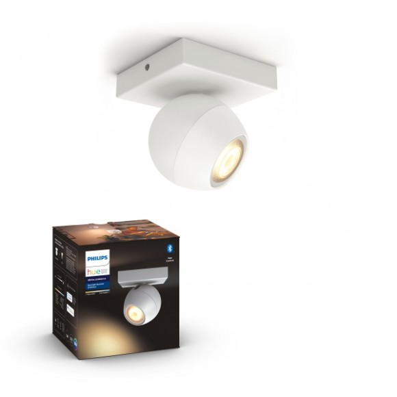 Philips Hue 8719514339187 LED bodové nástěnné či stropní svítidlo Buckram 1x5W | GU10 | 350lm | 2200-6500K - stmívatelné, Bluetooth, White Ambiance, bílá