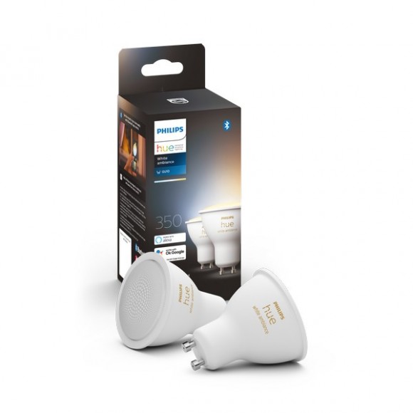 Philips Hue 8719514340121 LED žárovka 2x4,3W | GU10 | 350lm | 2200-6500K - set 2 ks, Bluetooth, White Ambiance