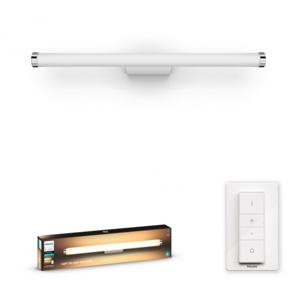 Philips Hue 8719514340930 LED koupelnové nástěnné svítidlo nad zrcadlo Adore 1x20W | 1620lm | 2200-6500K | IP44 - stmívatelné, Bluetooth, dálkové ovládání, White Ambiance, bílá