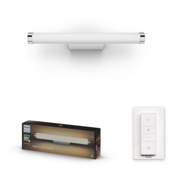 Philips Hue 8719514340954 LED nástěnné svítidlo nad zrcadlo Adore 1x20W | 920-990lm | 2200-6500K | IP44 - White Ambiance, Bluetooth, stmívatelné, dálkové ovládání, bílá