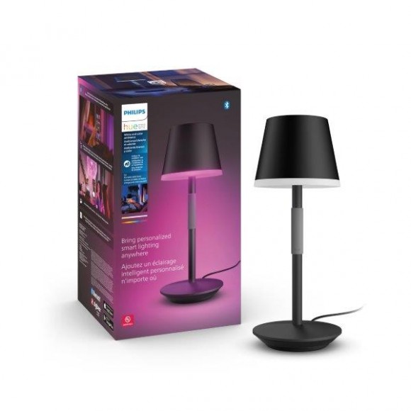 Philips Hue 8719514404595 LED přenosdná dotyková stolní lampa Go 36cm | 1x6,2W | 530lm - černá IP54, White and Color Ambiance