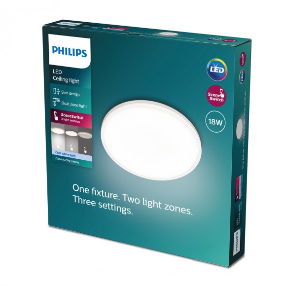 Philips 8719514431942 LED stropní svítidlo Ozziet 1x18W | 2000lm | 4000K - stmívatelné - SceneSwitch, bílá
