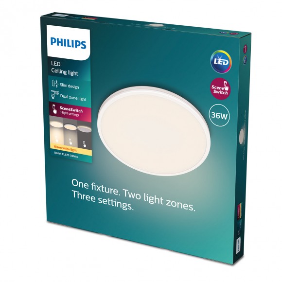 Philips 8719514432062 LED stropní svítidlo Ozziet 1x36W | 3900lm | 2700K - stmívatelné - SceneSwitch, bílá