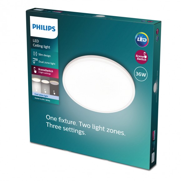 Philips 8719514432109 LED stropní svítidlo Ozziet 1x36W | 4100lm | 4000K - stmívatelné - SceneSwitch, bílá
