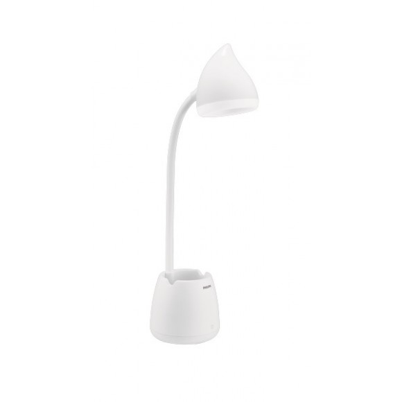 Philips 8719514443778 LED stolní dotykové svítidlo Hat 1x4W | 80lm | 3000-5700K - USB, stmívatelná, se stojanem na mobil, bílá