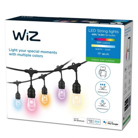 WiZ 8719514554450 světelný řetěz 12W | 2200-6500K | IP65 | RGB - černá