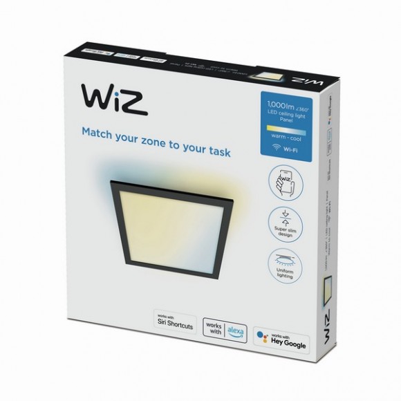 Wiz Tunable white 8719514554917 LED Ceiling SQ stropní panel 300x300mm 1x12W | 1000lm | 2700-6500K - černá