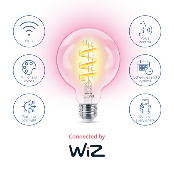Philips WiZ 8720169072190 LED inteligentní žárovka | 6,3W E27 | 470 lm | 2200-6500+RGBK