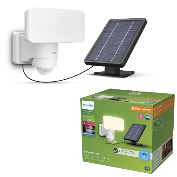 Philips 8720169362161 LED solární reflektor Tylus  | 6W integrovaný LED zdroj | 50lm | 3000K