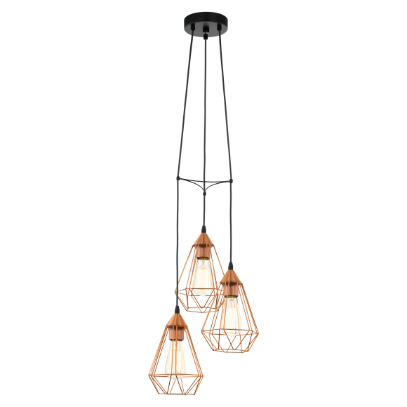Eglo 94196 závěsné svítidlo Tarbes 3x60W | E27 - černá, měděná