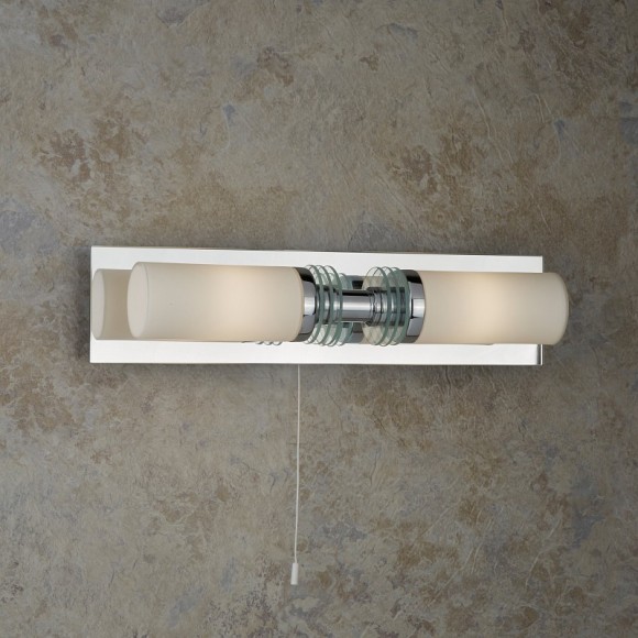 Searchlight 5612-2CC LED koupelnové nástěnné svítidlo nad zrcadlo Bathroom 2x2,5W | G9 | 400lm | 3000K | IP44 - tahový spínač, chrom