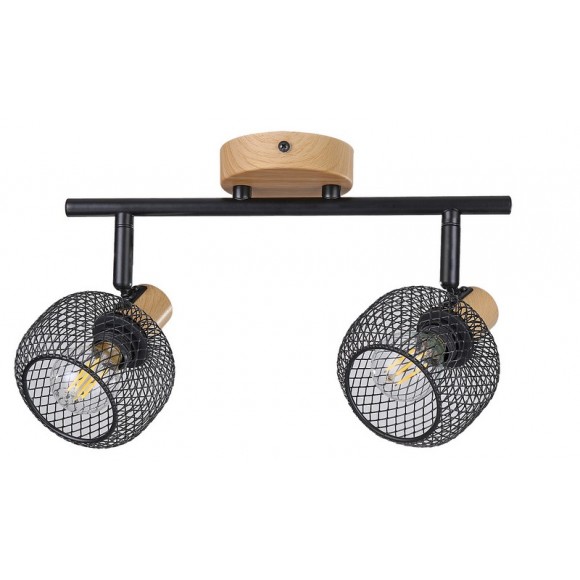 Rabalux 3128 přisazené stropní bodové svítidlo Grendel 2x40W | E14 - dřevo, černá