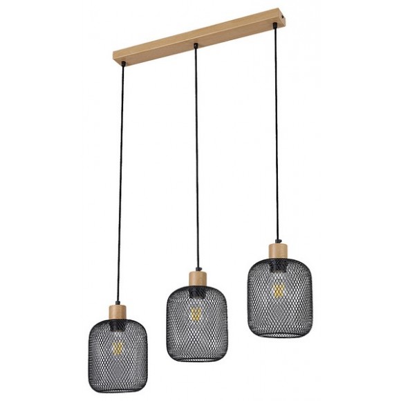 Rabalux 3132 závěsné stropní svítidlo Grendel 3x60W | E27 - dřevo, černá