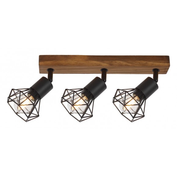 Rabalux 3139 přisazené stropní bodové svítidlo Zeus 3x40W | E14 - dřevo, černá