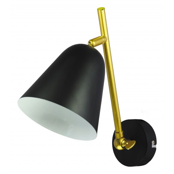 Rabalux 5375 nástěnná lampa Alder 1x40W | E14 | IP20 - vypínač na těle, černá se zlatými a bílými detaily