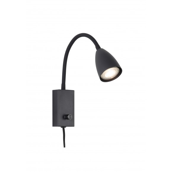 Rabalux 6719 nástěnná lampa Mika 1x25W | GU10 | IP21 - černá, vypínač na těle