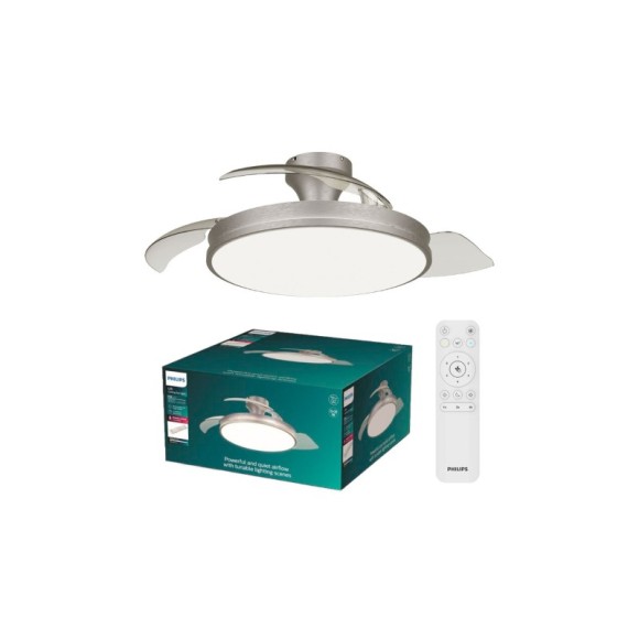 Philips 8721103096081 LED ventilátor s osvětlením Atlas | 35W integrovaný LED zdroj | 4500lm | 2700-6500K | stmívač | dálkové ovládání | chrom