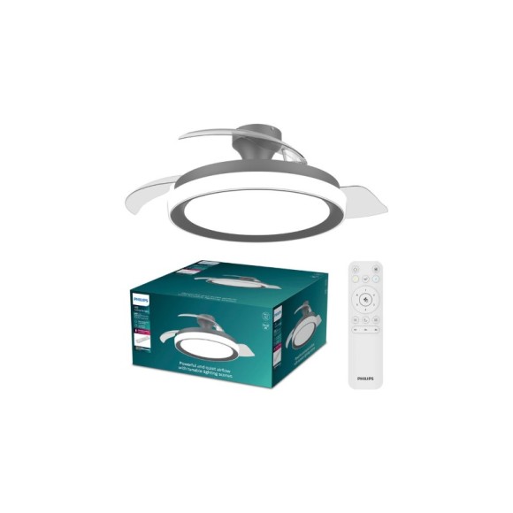 Philips 8721103096043 LED ventilátor s osvětlením Bliss  | 35W integrovaný LED zdroj | 4500lm | 2700-6500K | stmívač | dálkové ovládání | černá