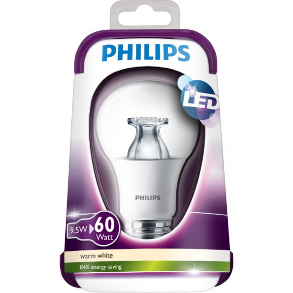LED žárovka Philips 9,5W (60W) E27 WW 230V A60 CLEAR ND, čirá