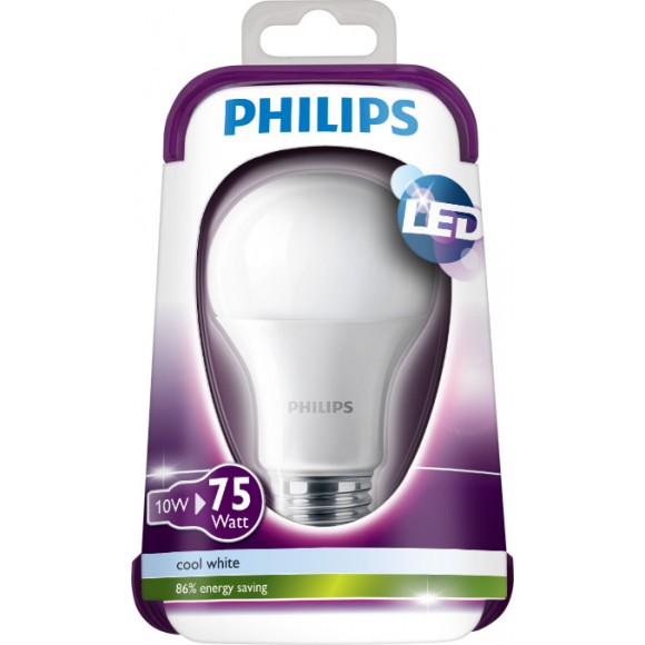 Philips LED žárovka 1x10W (75W) | E27 | 1055lm | 4000K | W 230V A60 FR ND - bílá