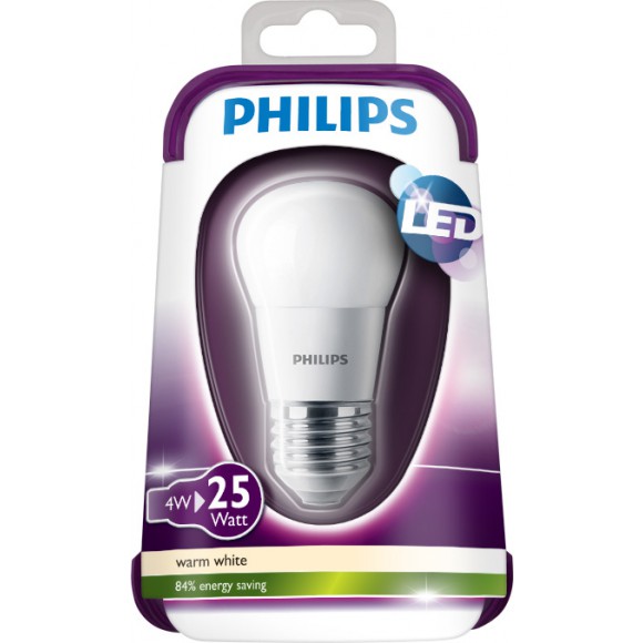 Philips LED žárovka 4W (25W) | E27 | 250lm | 2700K | WW 230V P45 FR ND - bílá