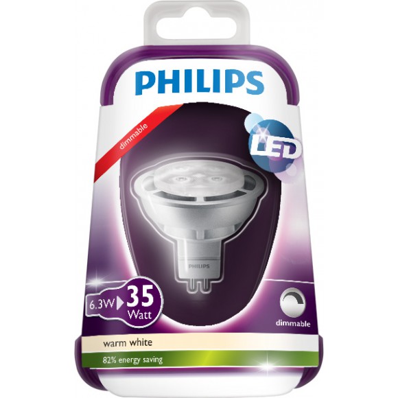 Philips LED žárovka 6,3W (35W) | GU5.3 | 380lm | 2700K | WW 12V MR16 36D, bodová