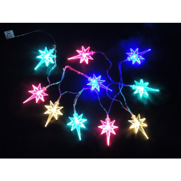 LED vánoční řetěz multicolor – HVĚZDIČKY NA BATERKY 32315 délka 1,4 m, IP44 pro venkovní i vnitřní použití