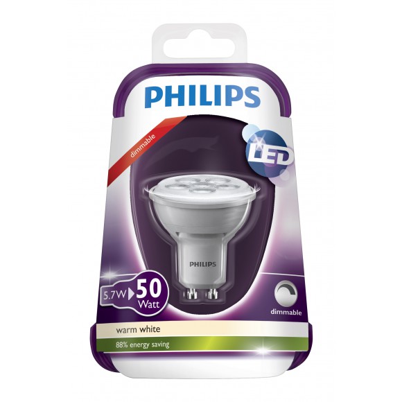 LED žárovka Philips 5,7W (50W) GU10 WW 230V 36D Grey DIM/4, bodová