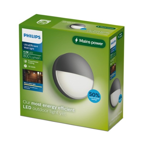 Philips 8721103110015 LED venkovní nástěnné svítidlo Capricorn  | 4W integrovaný LED zdroj | 800lm | 2700K | antracit