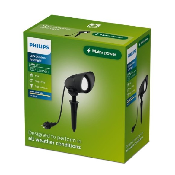 Philips 8721103104991 LED venkovní zapichovací svítidlo Cylr  | 5W integrovaný LED zdroj | 350lm | 2700K | černá