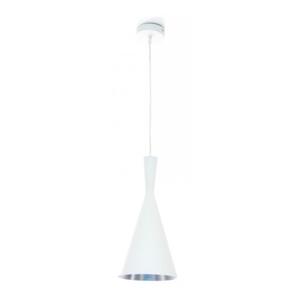LEDKO 00340 závěsné stropní svítidlo E27 | 1x40W - bílá/stříbrná