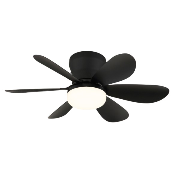 Globo 03625S LED ventilátor s osvětlením DELORES  | 5W integrovaný LED zdroj | 350lm | 2700-6500K | dálkové ovládání | stmívač | ventilátor | černá | matná
