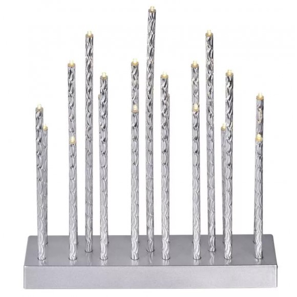 Emos DCAW02 LED svícen 1,2W | 20LED | 3xAA | 2700K | IP20 - časovač, teplá bílá, stříbrná