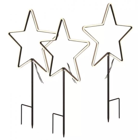 Emos DCZC02 LED zahradní dekorace - hvězdy 3,6W | 3x72LED | IP44 - set 3ks,  k zapíchnutí, studená bílá, černá