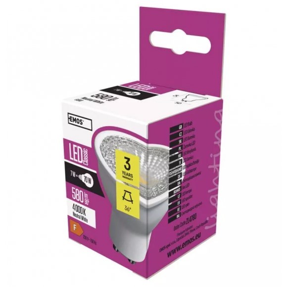 Emos ZL4780 LED žárovka Premium 1x7W | GU10 | 580lm | 4000K
